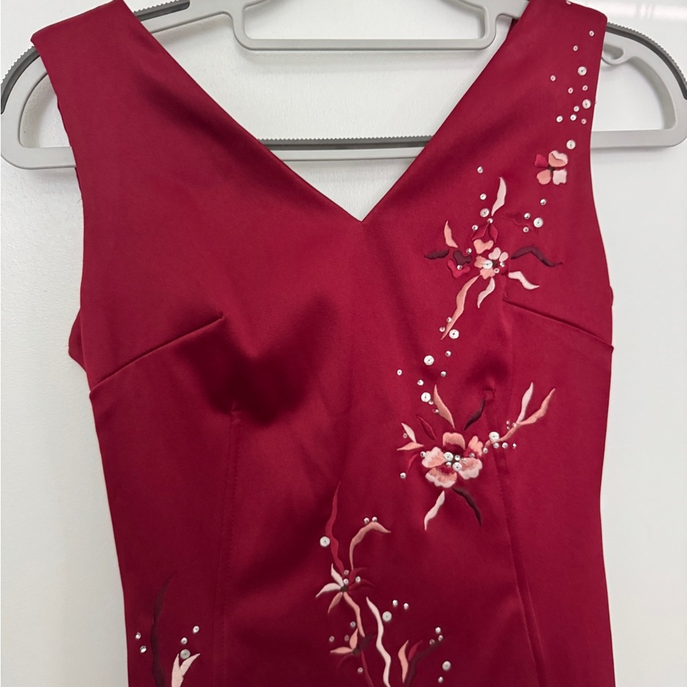 Vintage Red Mandalay Bodycon Midi Gown